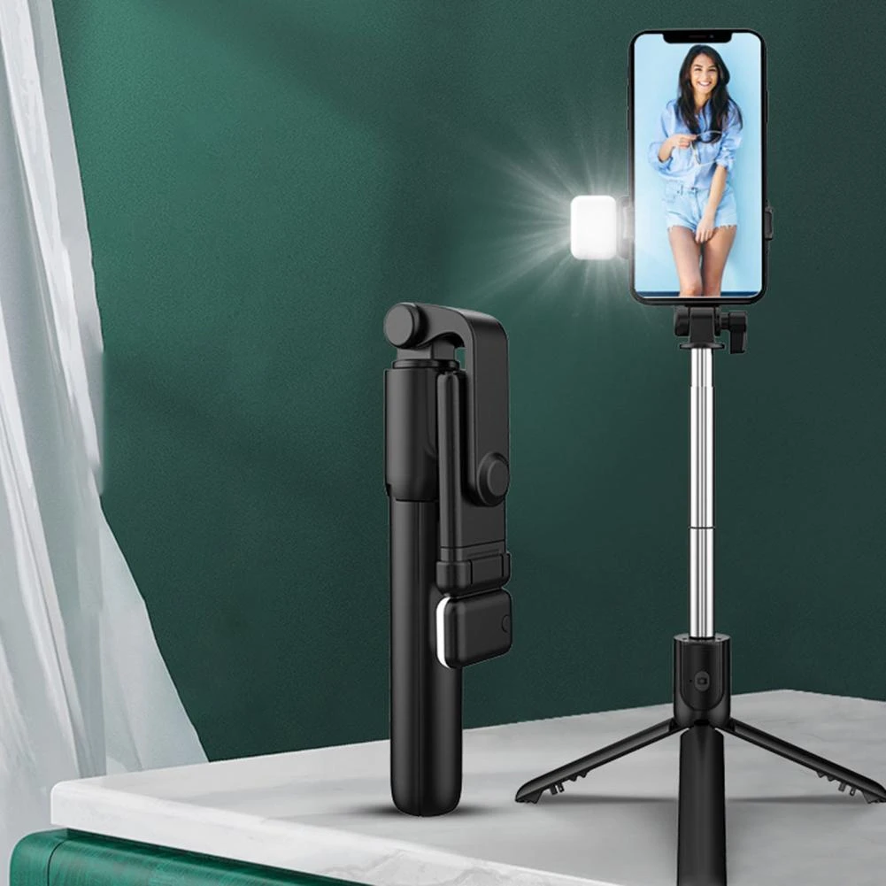Best Vlog 4 in 1 Wireless Selfie Stick Tripod Bluetooth Shutter selfie Light foldable Selfie stick price in Pakistan