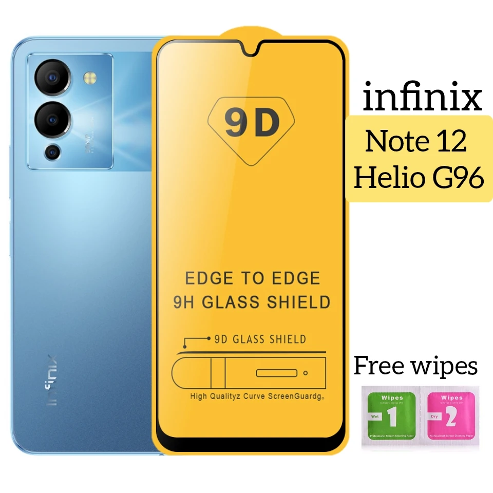 Infinix Note 12) 9D Screen Protector Full High Best Quality Tempered Glass With Mobile Screen Cleaning Wet and Dry Wipes price in Pakistan