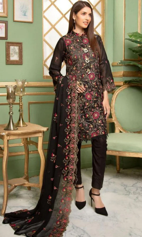 Sophia-3PC Embroidered Shirt With Heavy Embroidered (D) price in Pakistan