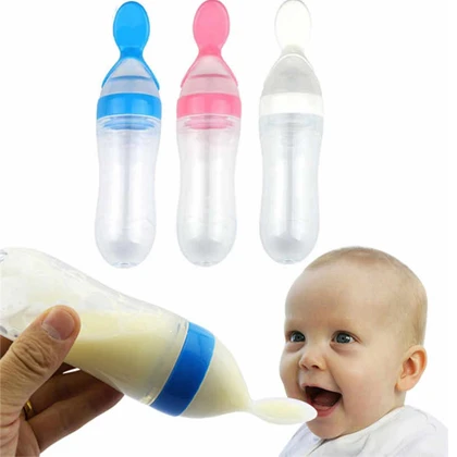Baby Spoon Feeder  Feeder with Spoon  Silicone Spoon Feeder  Baby Silicon Spoon Feeder  Spoon bottle Feeder  Spoon Feeder Silicon price in Pakistan