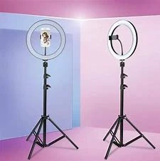 Phone Holder & 3 Shades of Colours Ring Light With Stand. Ringlight With Stand Photography Dimmable Selfie Makeup 26cm Ring Light price in Pakistan