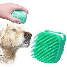 Pet Dog Shampoo Brush 2.7oz 80ml Cat Massage Comb Grooming Scrubber Brush for Bathing Short Hair Soft Silicone Rubber Brushes price in Pakistan