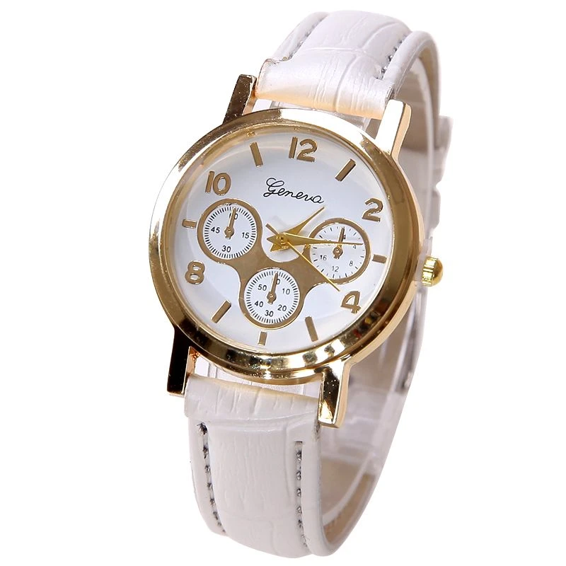 Gnova Platinum SMALL Women Watch Retro Student Classic PU Leather geneva style office Wristwatch Golden Reloj Dama Fashion Girl price in Pakistan
