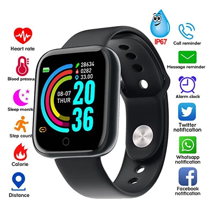 Y68 Smart Watch For Men Women Music Smartwatch 1.44Inch Screen Sports Heart Rate Monitoring Fitness Tracker Waterproof Watch price in Pakistan