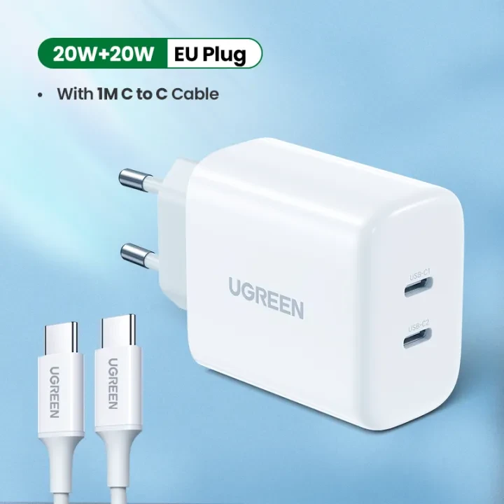 UGREEN Dual Ports 20W PD USB C Charger for iPhone 13 12 11 Max iPad Fast Charger price in Pakistan