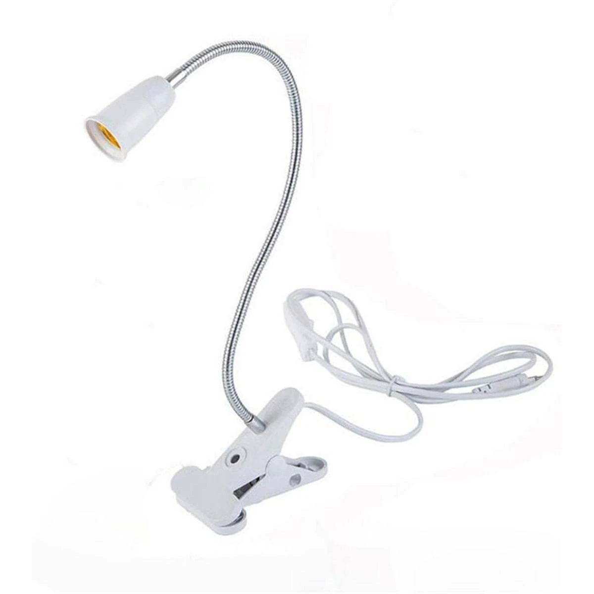 E27 Bulb Flexible Gooseneck Aluminium Wire Neck Clip-On Cable Desk Lamp Holder Cord Light Base price in Pakistan