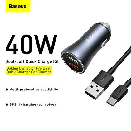 Baseus 40W Car Charger USB Fast Phone Charger with QC 4.0 3.0 Quick Charge Type C PD Charger ForiPhone 12 Max Pro price in Pakistan