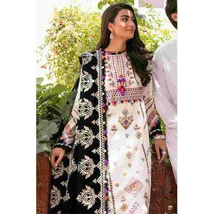 3PC Lawn Embroidered Shirt With Bamber Chiffon Embroidered Dupatta -BFHA804 (B) price in Pakistan