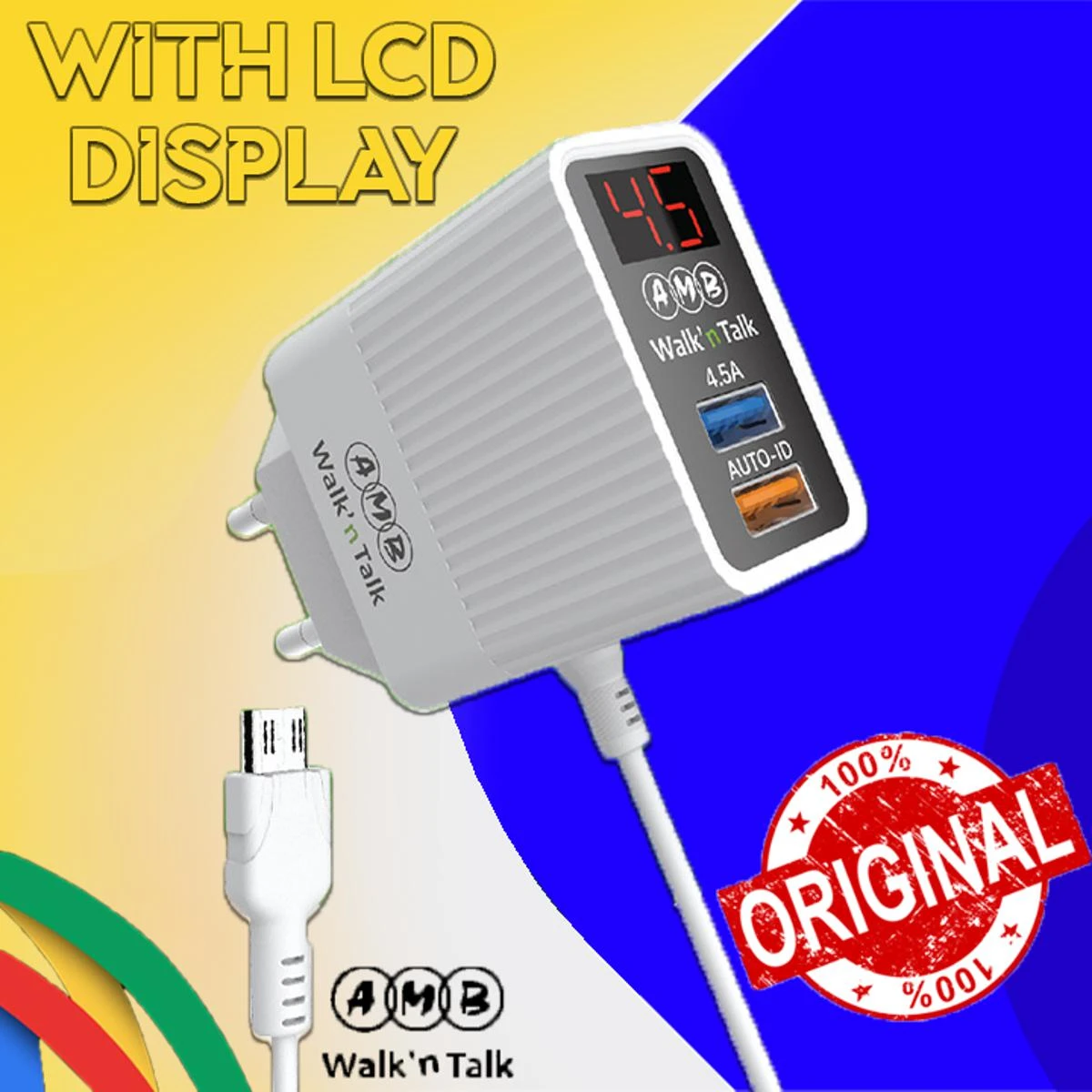 Mobile Charger  Very fast mobile charger  4.5 AMP Mobile charger  Branded charger for mobile  Android Mobile charger price in Pakistan