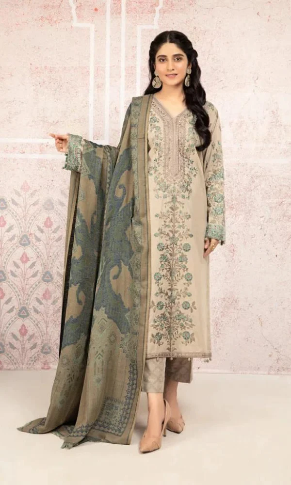 Limelight-3PC Dhanak Shirt Embroidered With (D) price in Pakistan