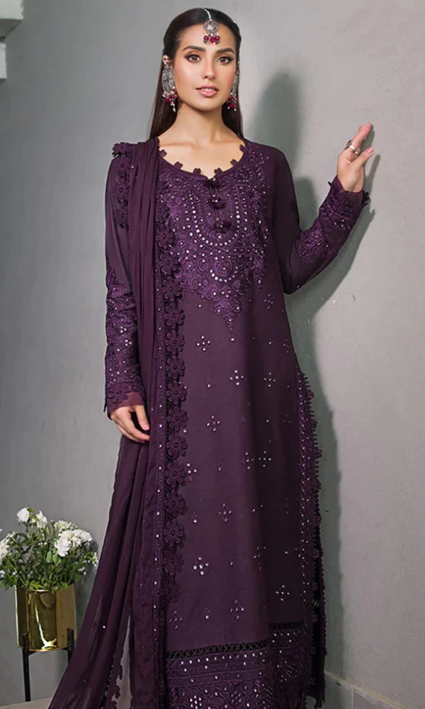 Asim Jofa-3PC Embroidered Shirt with Bamber Chiffon Dupatta price in Pakistan