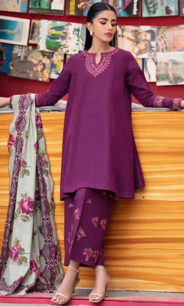 Asling – 3PC Lawn Embroidered Shirt With Printed Duppata price in Pakistan