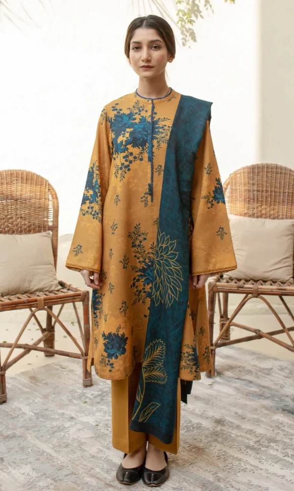 Mashriki – 3PC Linen Shirt With Linen Printed Duppata price in Pakistan
