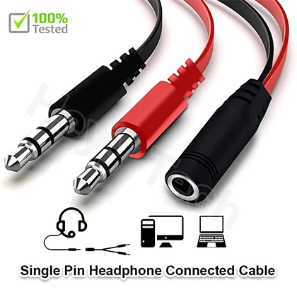 Handfree High Quality Splitter Cable 3.5 mm 1 Female to 2 Dual Male Converter For Gaming He price in Pakistan