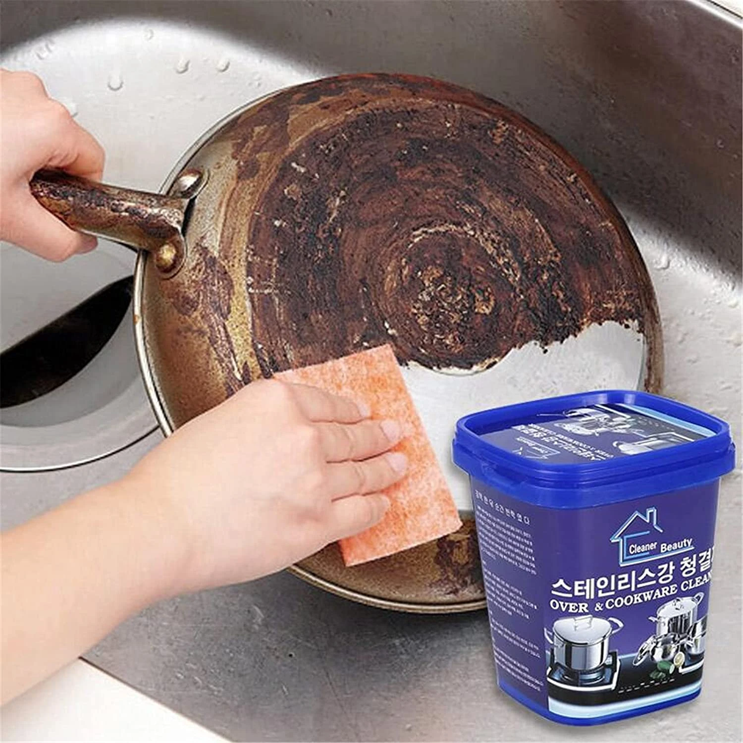 Powerful Stainless Steel Cookware Cleaning Paste Household Kitchen Cleaner 500gm price in Pakistan