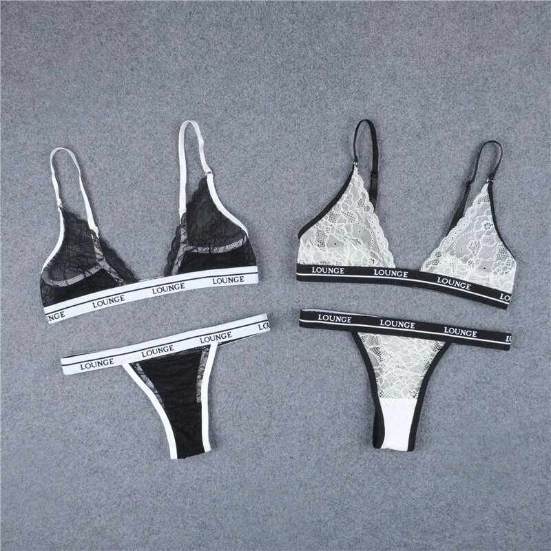 4 she women sexy lace bra set letter print lounge sexy price in Pakistan