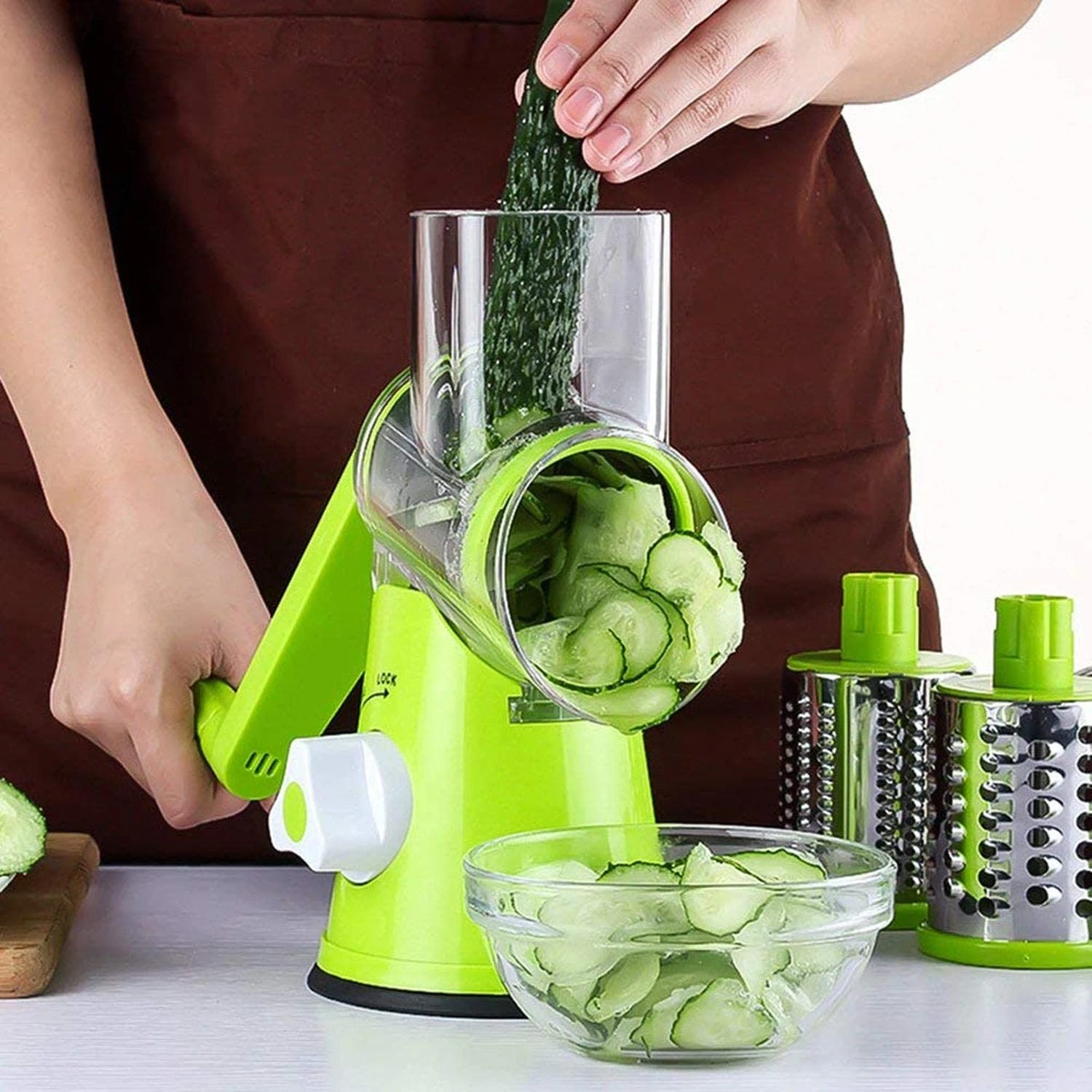 Stainless Steel Manual Vegetable Cutter Slicer Round Slicer Potato Cheese Chopper Blades price in Pakistan