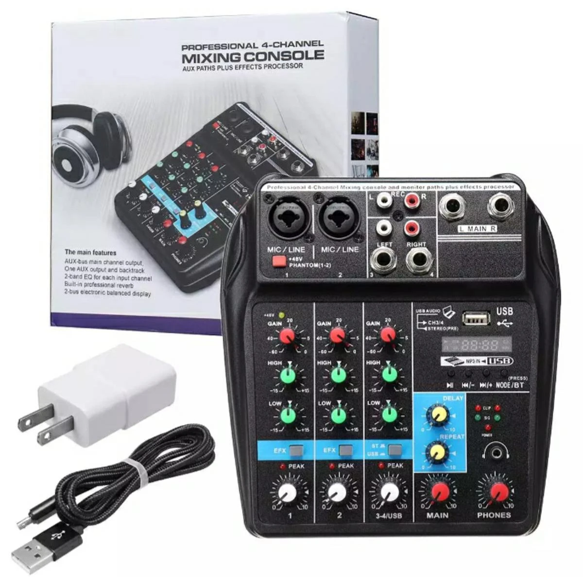 4 Channel Usb Bluetooth Studio Audio Mixer Stage Live Mixing Console Amplifier price in Pakistan