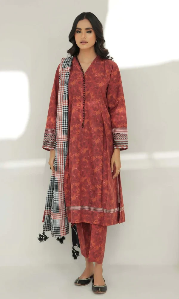 Baroque- 3PC Lawn Digital Printed Shirt With Printed Voil Dupatta price in Pakistan