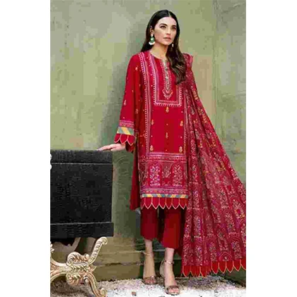 3PC Lawn Neck Embroidered Shirt With Embroidered Organza Dupatta -BFHA796 (B) price in Pakistan