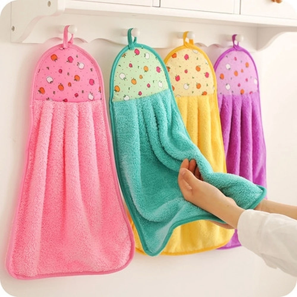 1pcs Coral Velvet Bathroom Supplies Soft Hand Towel Absorbent Cloth Dishcloths Hanging Cloth Kitchen Accessories price in Pakistan