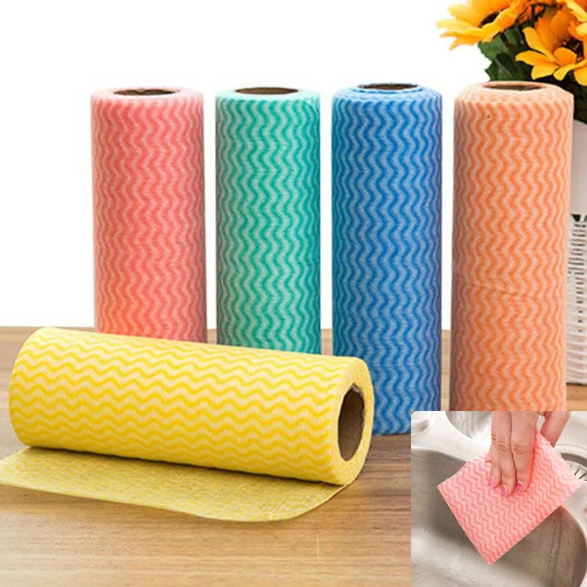 1 Roll Kitchen Towel Reusable Cleaning Cloth, Non-Woven Fabric Nonstick Cloth, Degradable Hygienic Cleaning Cloths Disposable price in Pakistan