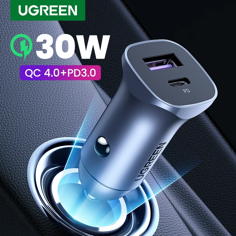 UGREEN 30W Car Charger Dual Port QC 4.0 3.0 Fast Charging For iPhone 13 12 Xiaomi price in Pakistan