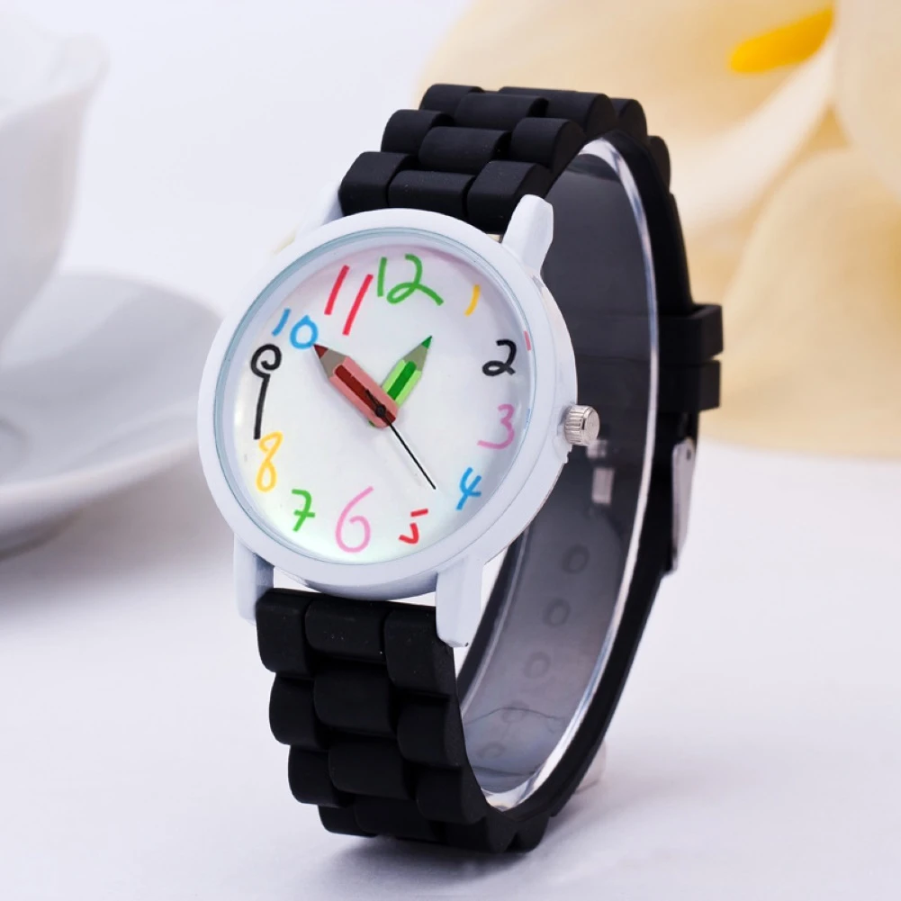 Fashion Children Kids Arabic Numerals Pencil Analog Display Quartz Wrist Watch price in Pakistan