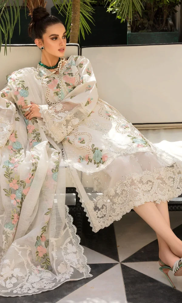 Crimson – 3PC Lawn Heavy Embroidered Sequence Work With Organza Embroidered Dupatta07 price in Pakistan