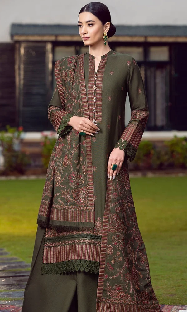 Bareeze ETHNIC- 3PC Dhanak Heavy Embroidered Shirt With Dhanak Embroidered Shawl price in Pakistan