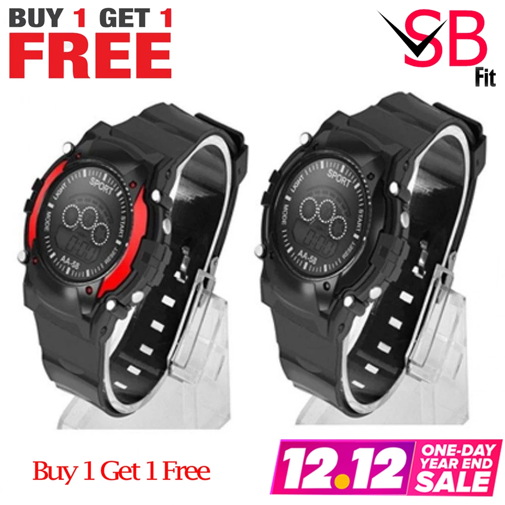 badgePack of 2 – Digital Sport Watch For Kids – 7 Light Sport Watch For Girls & Boys – Watches For Boys Kids Waterproof M4 price in Pakistan