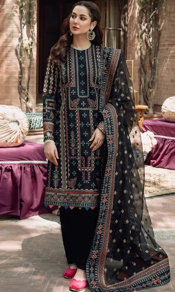 Jazmin – 3PC Lawn Heavy Embroidered Shirt With Embroidered Dupatta price in Pakistan