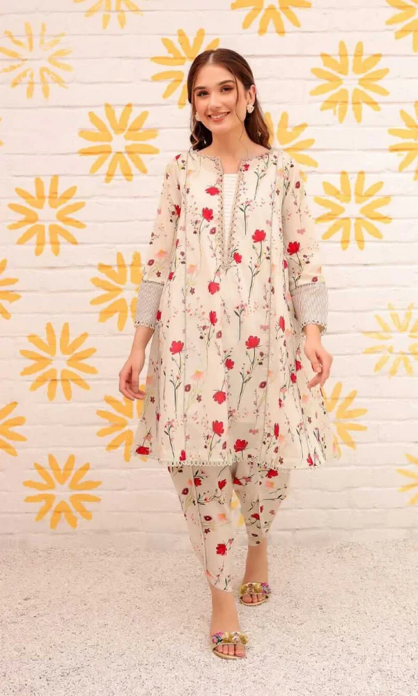 Baroque – 2PC Lawn Printed Shirt With Trouser price in Pakistan