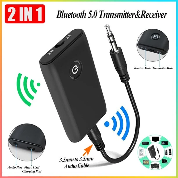 Bluetooth 5.0 Transmitter Receiver 2 IN 1 Wireless Audio 3.5mm Jack Aux Adapter price in Pakistan
