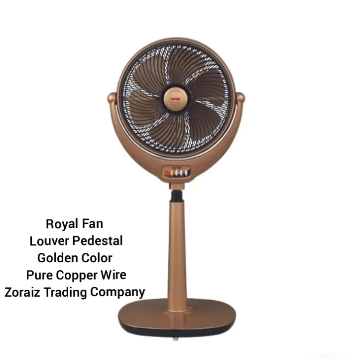 Royal Fan LouvreLouver PedestalTCP Fan 14” Golden Color Pure Copper Wire price in Pakistan