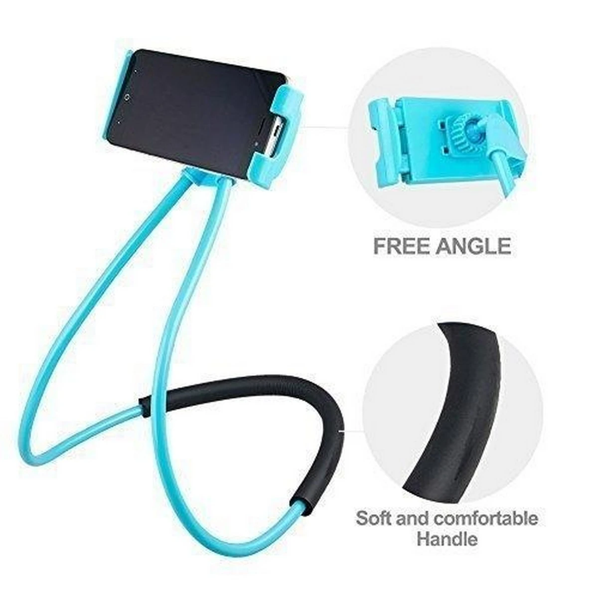 Lazy Bendable Flexible Hang Neck Phone Holder 360 Degree Rotation Mobile Stand – Sky Blue price in Pakistan