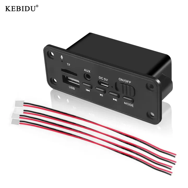 Kebidu 6W Amplifier Bluetooth 5.0 MP3 Decoder Board USB TF FM AUX Audio Module Receiver for Speaker Car DIY Player price in Pakistan