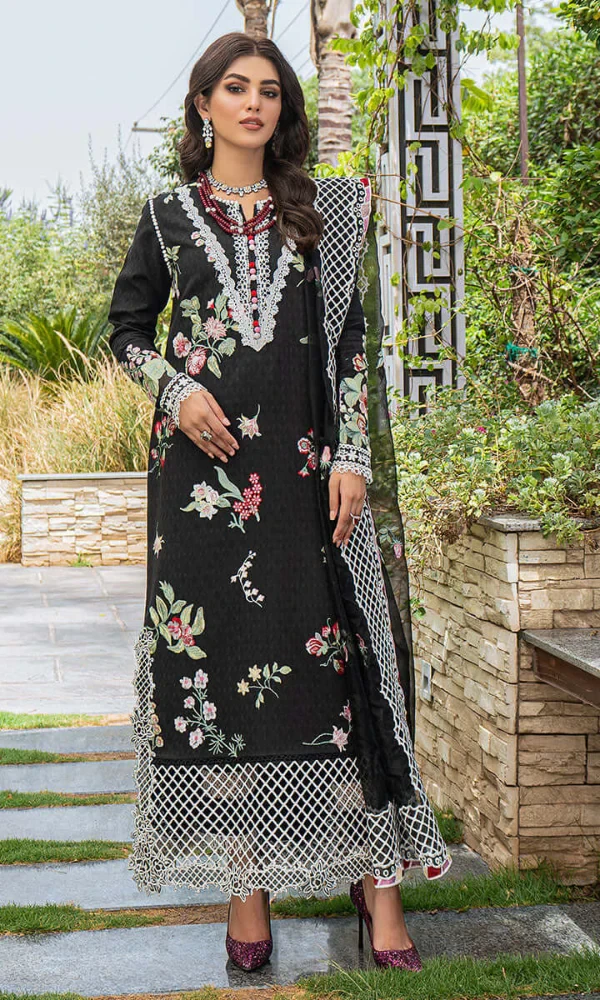 Mushq – 3PC Lawn Heavy Embroidered Shirt With Bamber Chiffon Embroidered Dupatta price in Pakistan